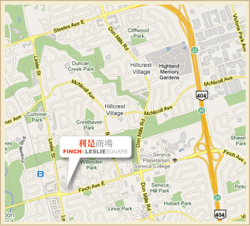 Finch and Leslie Plaza map